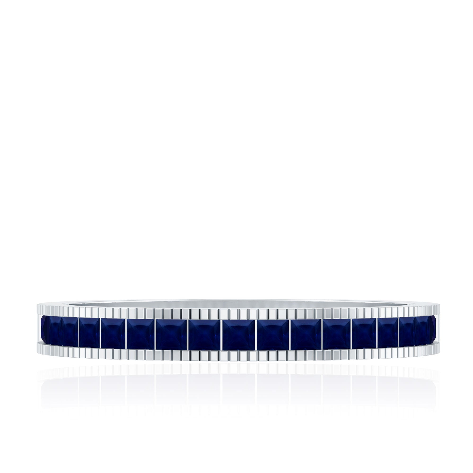 Natural Blue Sapphire Half Eternity Ring in Channel Set