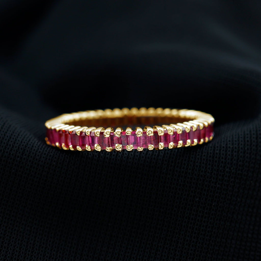 Real Baguette Ruby Full Eternity Ring for Women