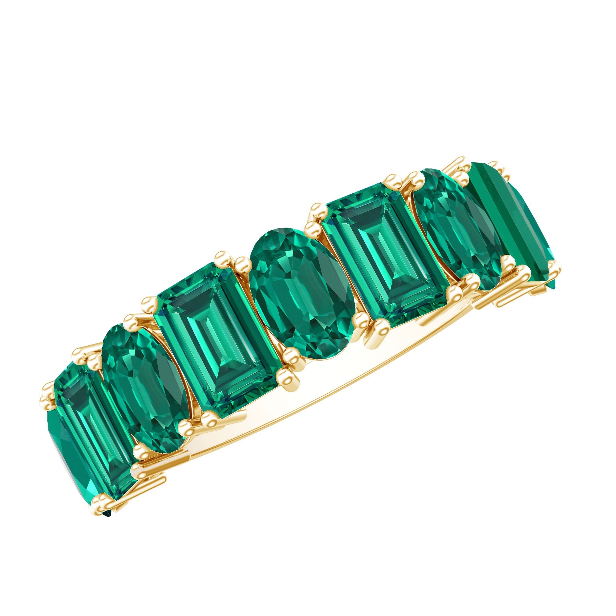 Certified Lab Grown Emerald Wedding Anniversary Band