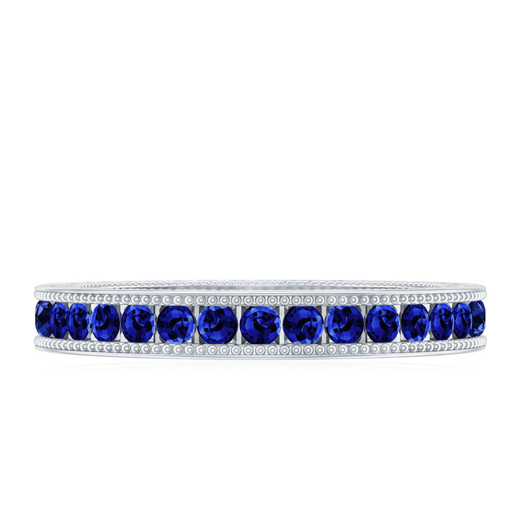 Certified Lab Created Blue Sapphire Full Eternity Ring in Channel Setting