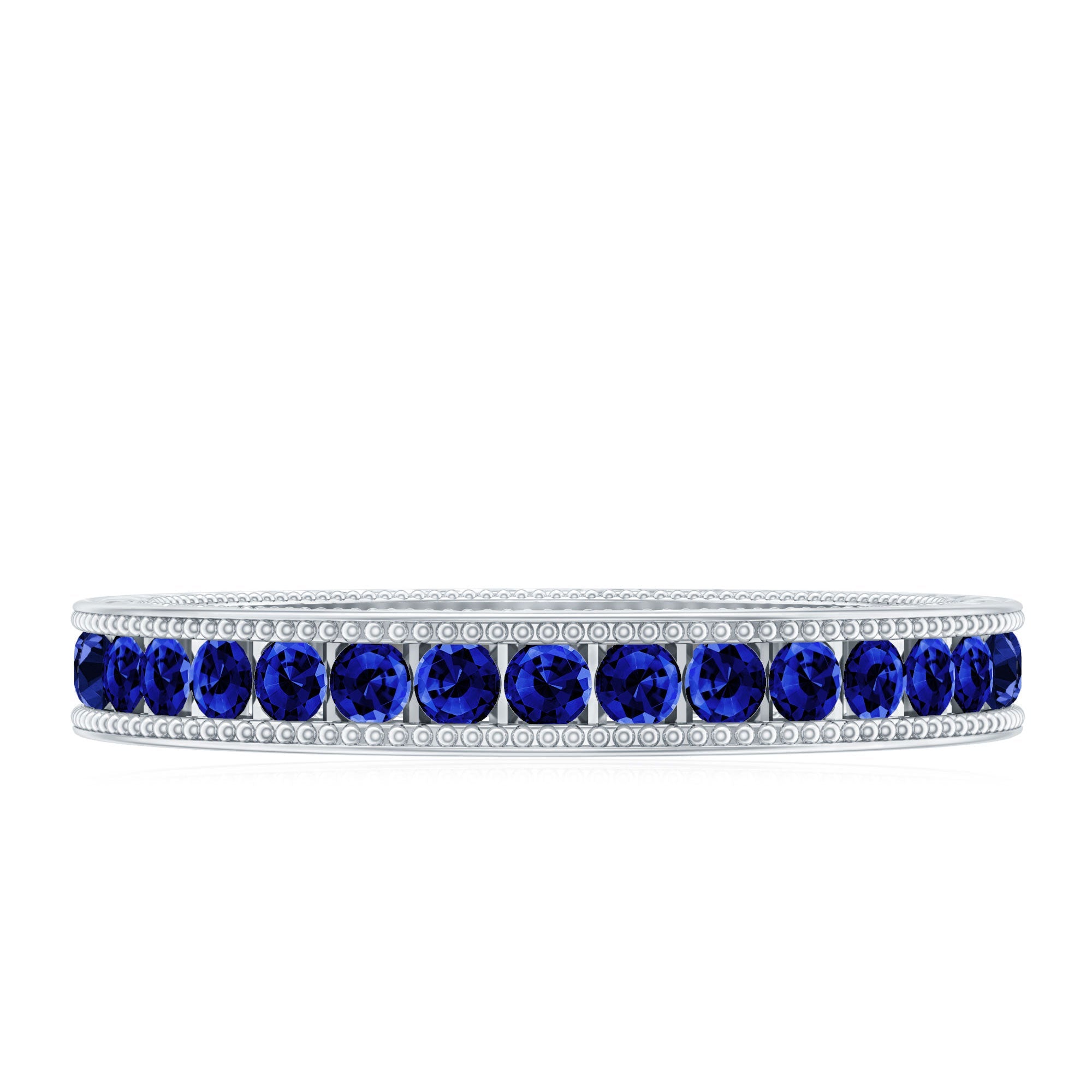 Certified Lab Created Blue Sapphire Full Eternity Ring in Channel Setting