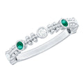 Lab Grown Emerald Diamond Half Eternity Ring with Beaded Detailing