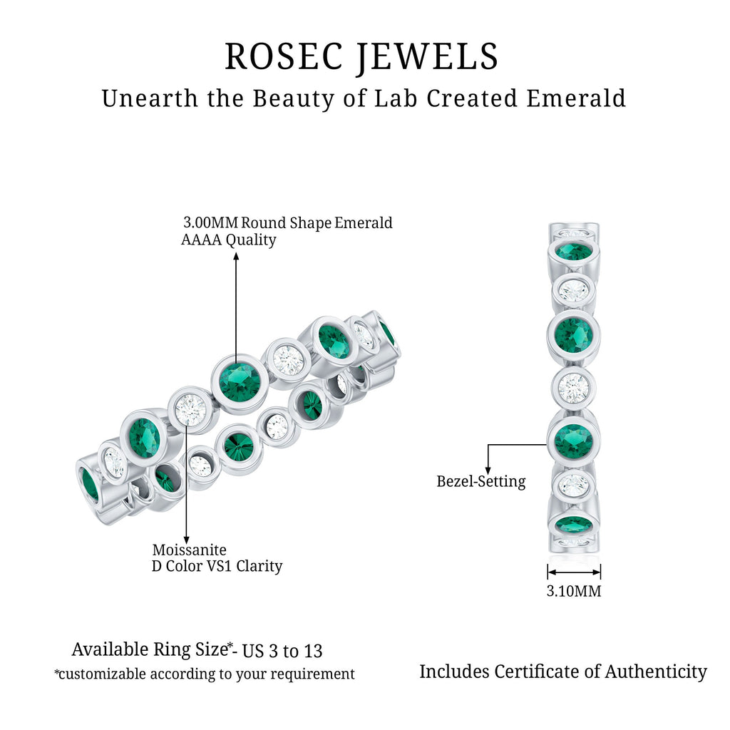 Alternating Set Lab Emerald and Moissanite Full Eternity Ring