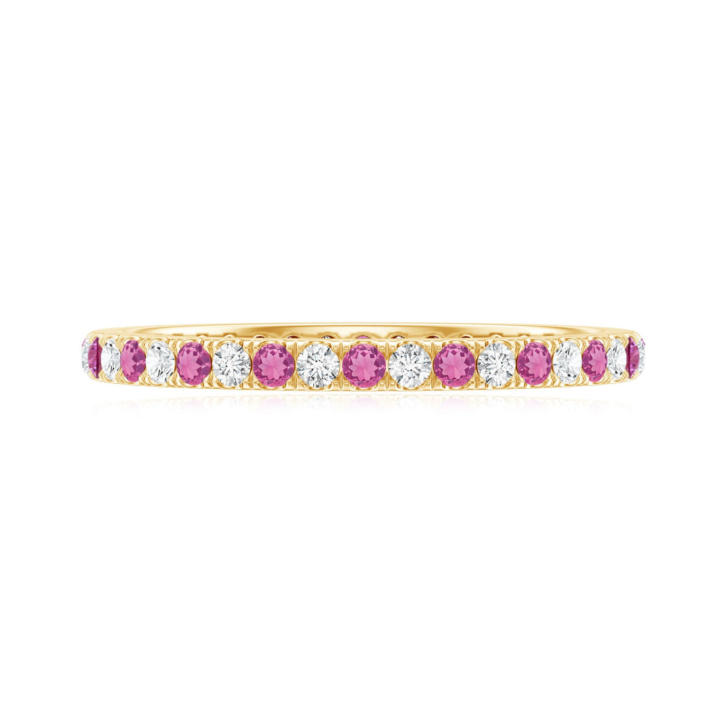 Pink Tourmaline and Diamond Stackable Ring