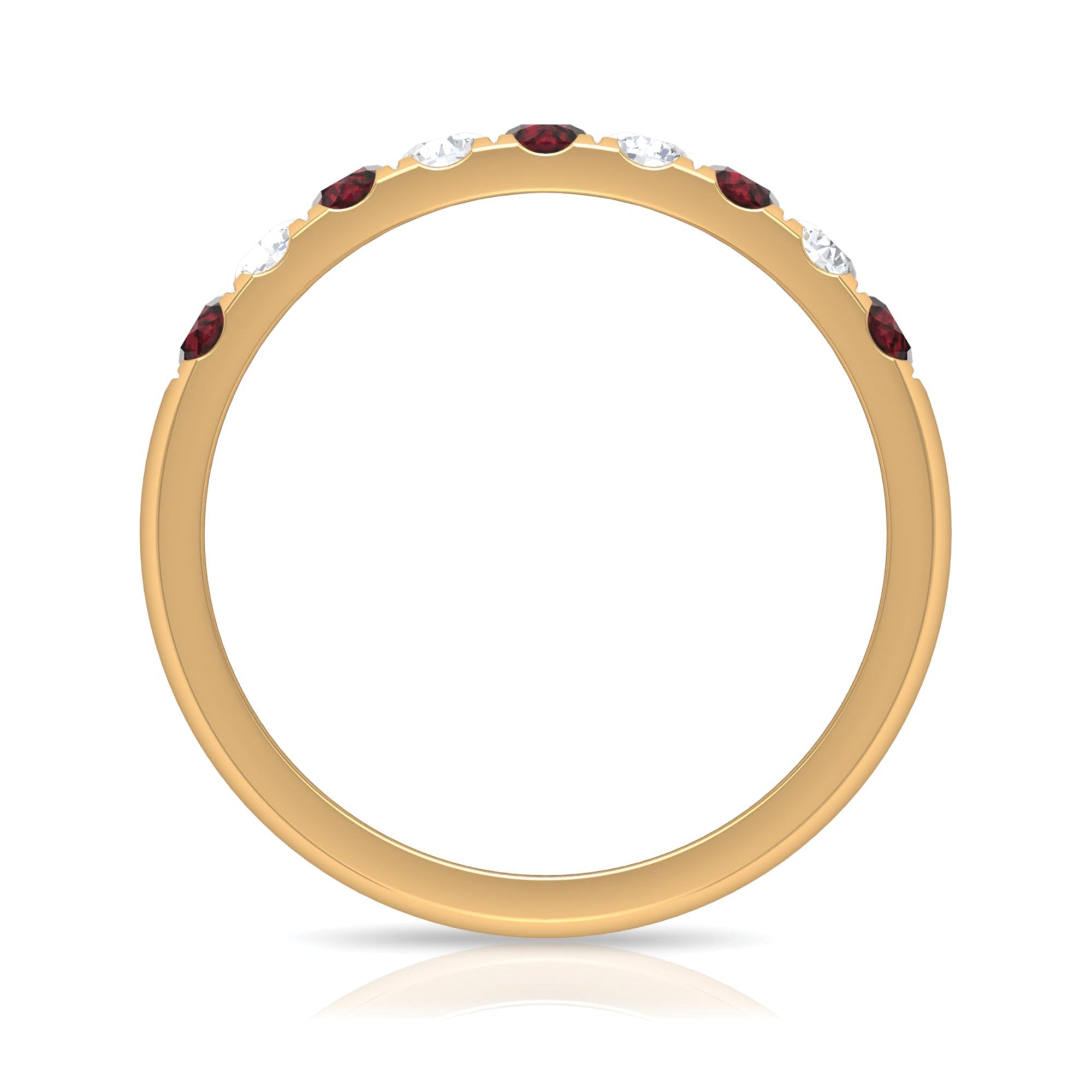 Genuine Garnet Diamond Half Eternity Wedding Ring