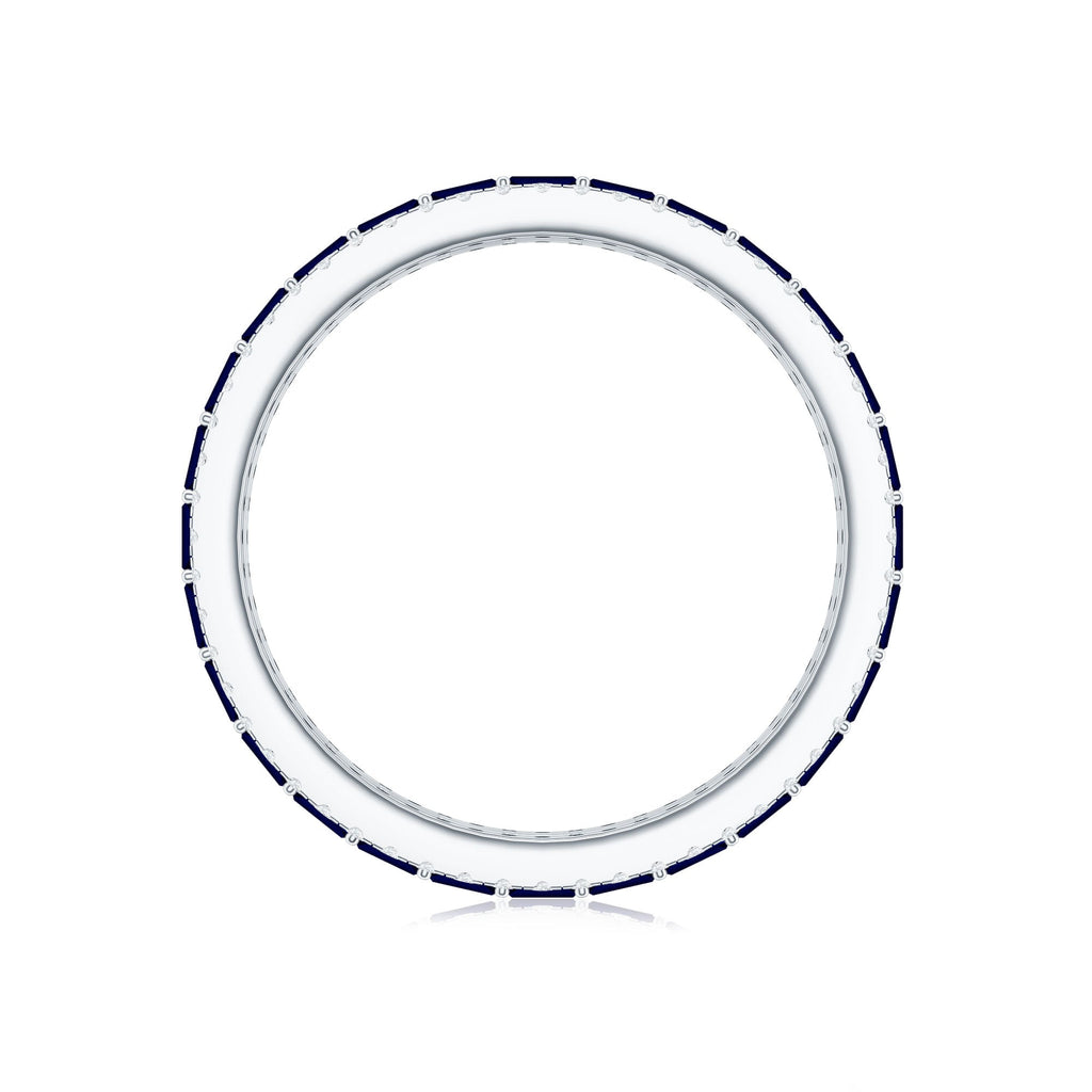 Baguette Cut Lab Grown Blue Sapphire and Moissanite Wedding Band