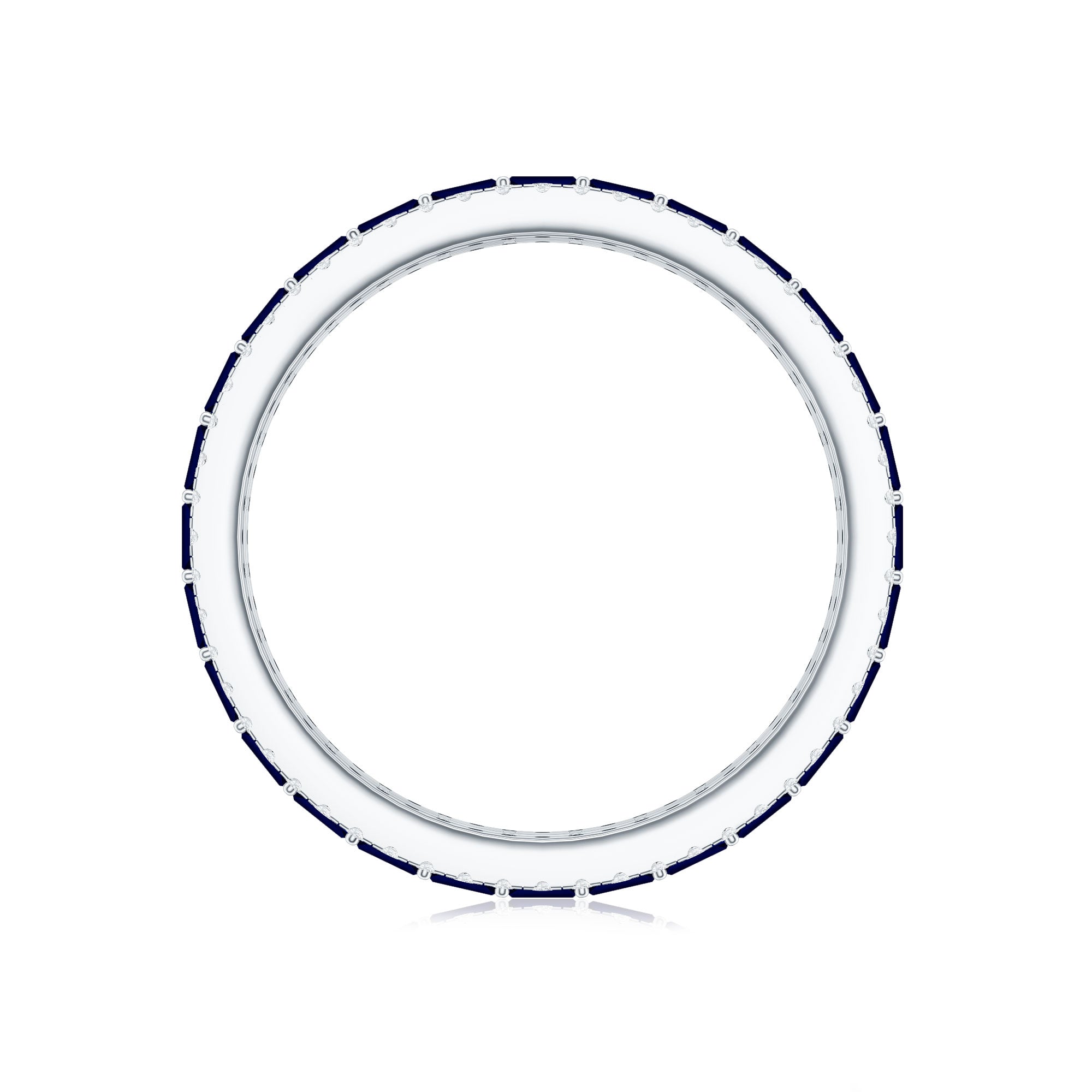 Baguette Cut Lab Grown Blue Sapphire and Moissanite Wedding Band