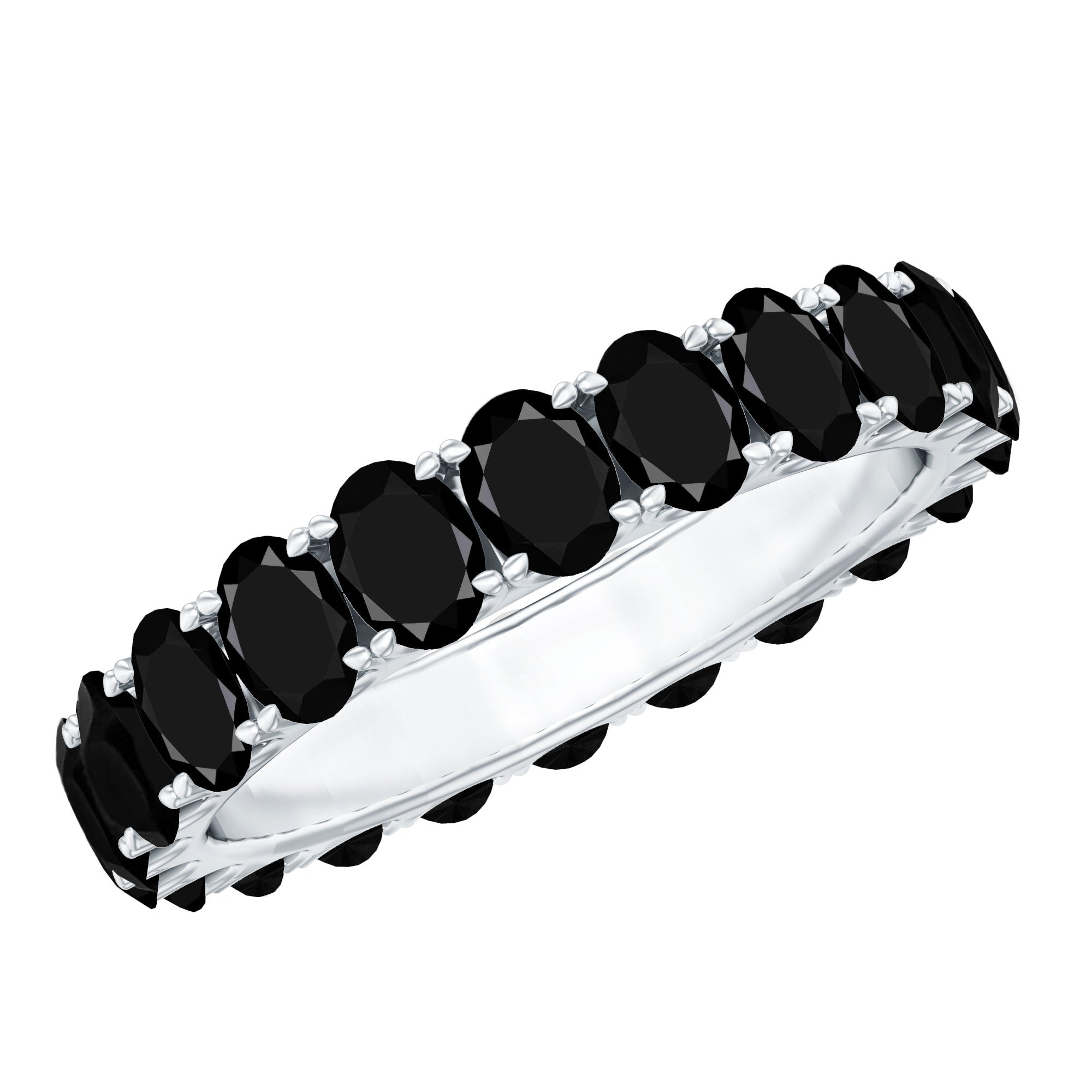 Oval Shaped Black Onyx Wedding Band for Women