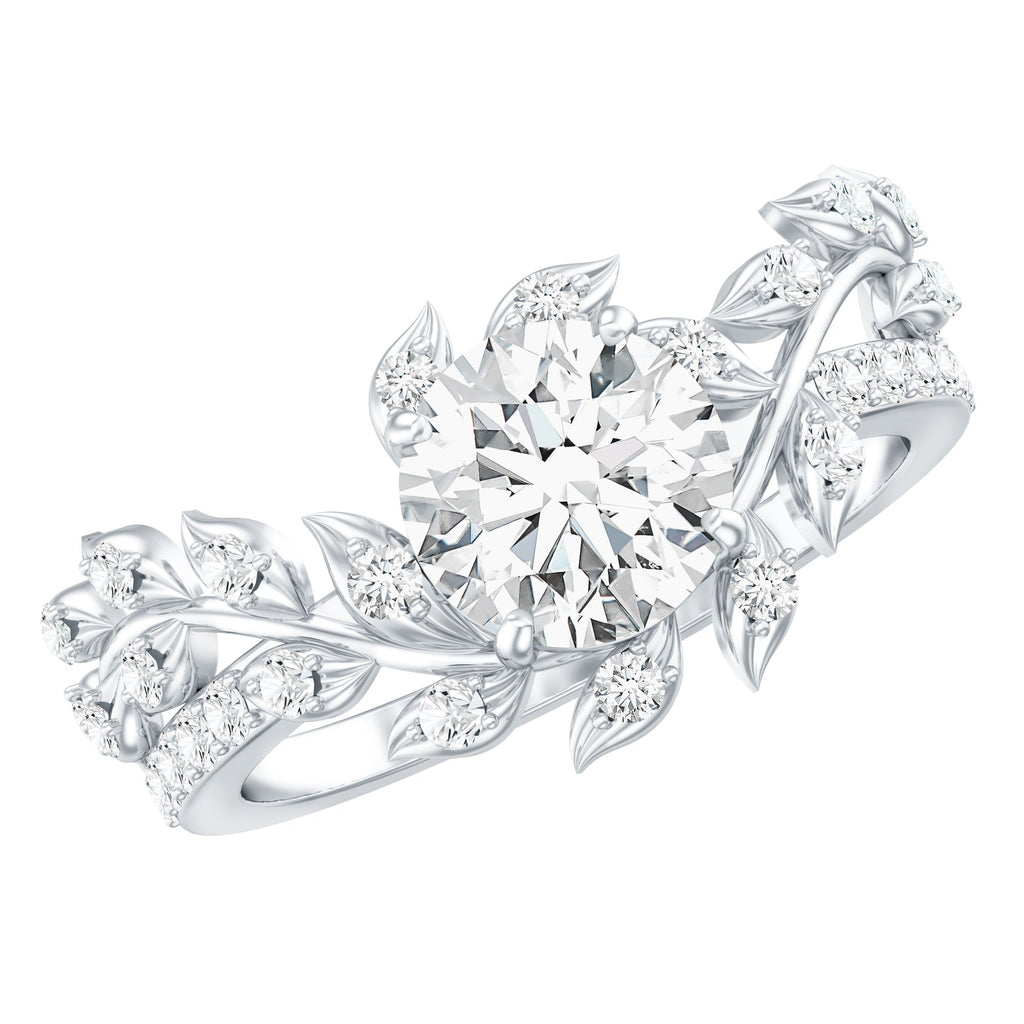 1.3 Carat Round Cut Moissanite Vine Engagement Ring for Women