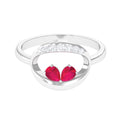 Contemporary Ruby Toi Et Moi Ring with Diamond