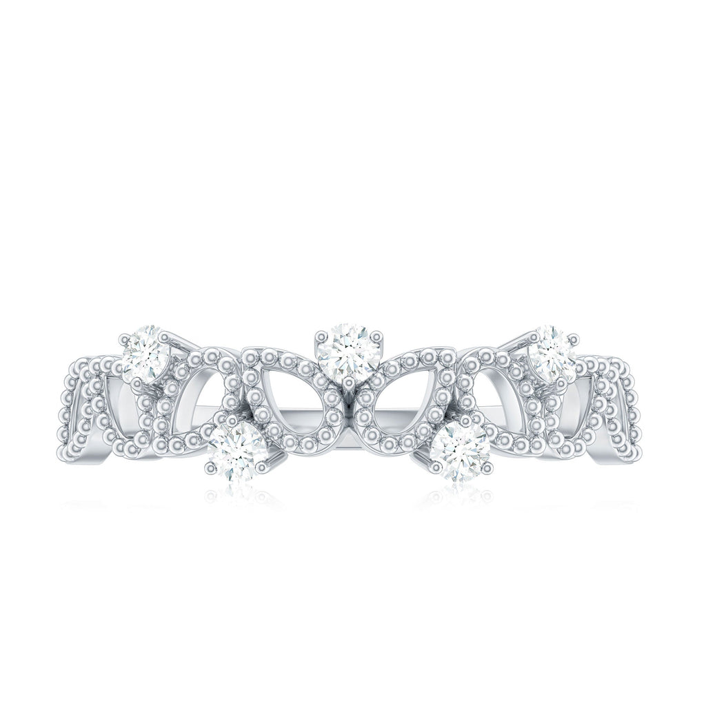 Natural Diamond Half Eternity Band with Beaded Detailing