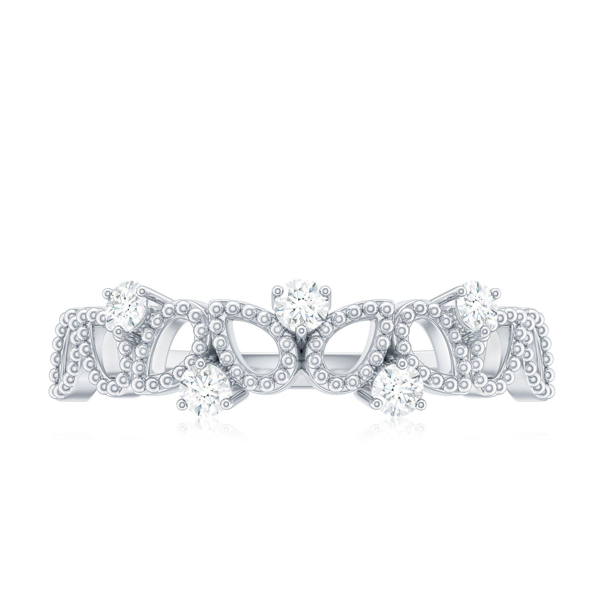 Natural Diamond Half Eternity Band with Beaded Detailing