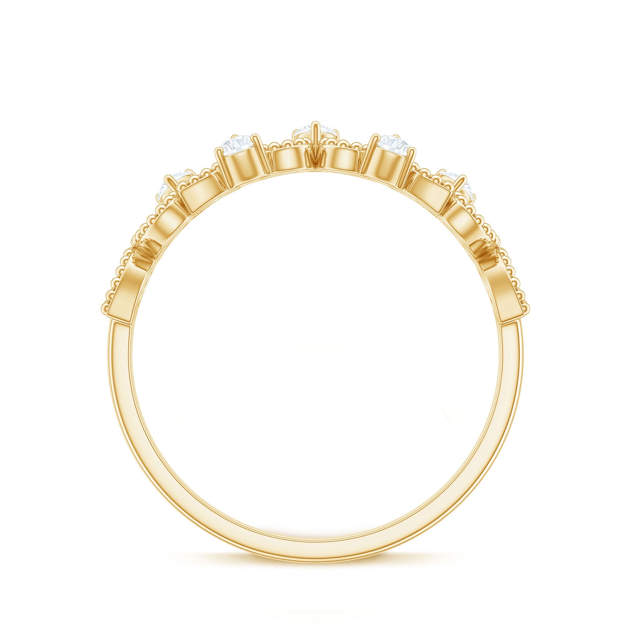 Natural Diamond Half Eternity Band with Beaded Detailing