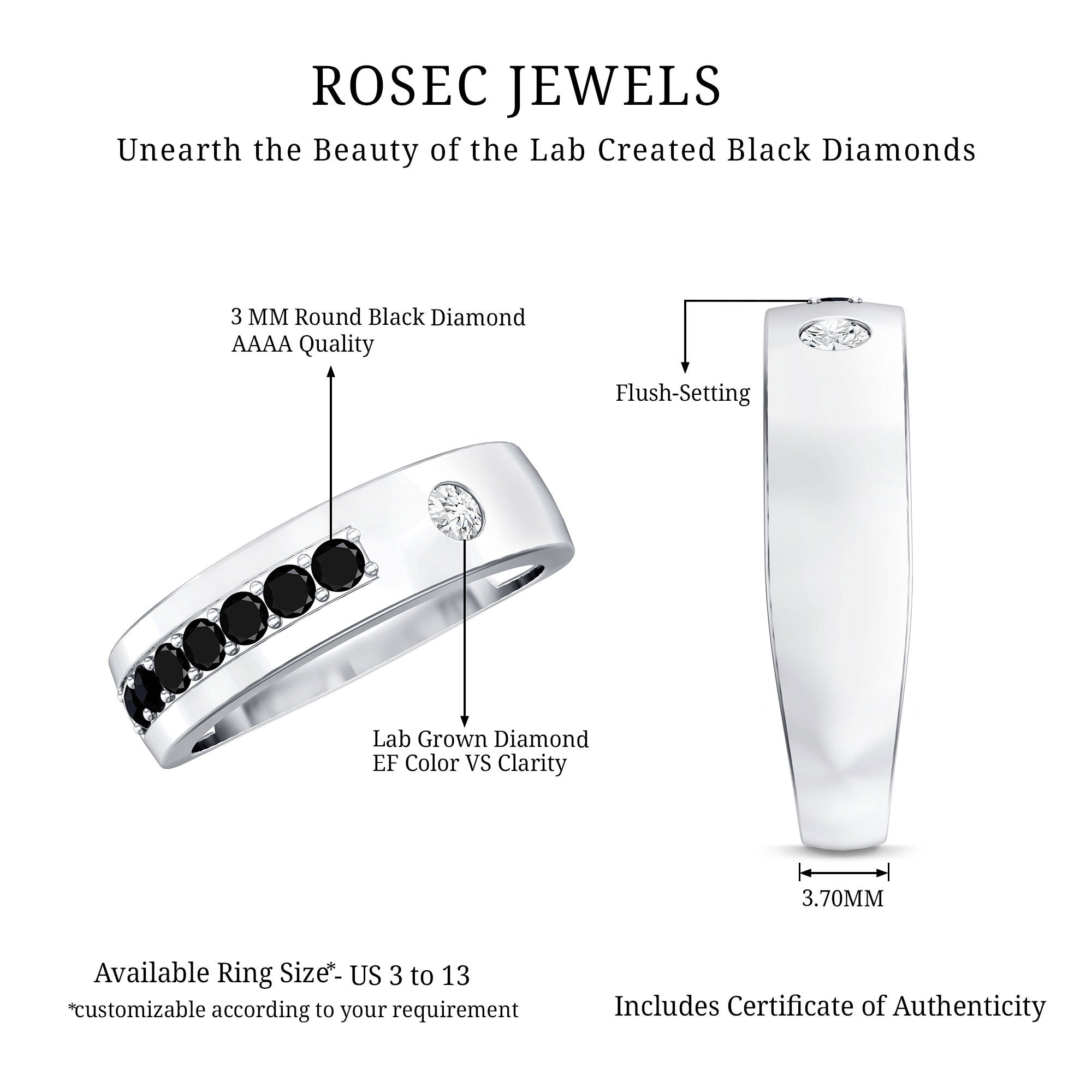 Certified Lab Grown Black and White Diamond Wedding Band