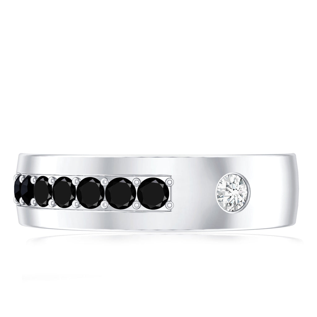 Certified Lab Grown Black and White Diamond Wedding Band