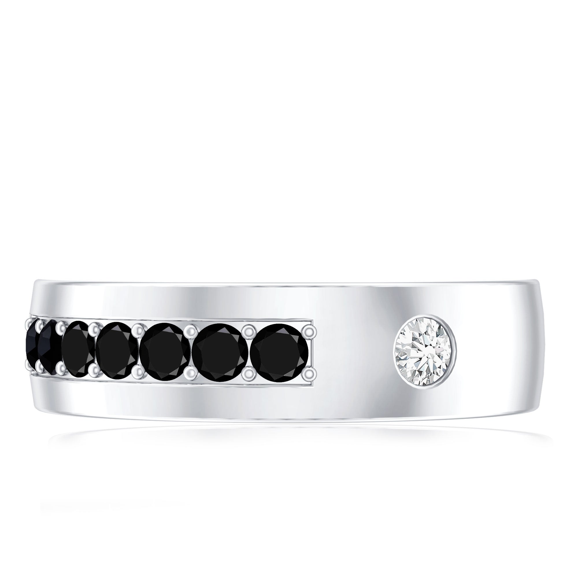 Certified Lab Grown Black and White Diamond Wedding Band