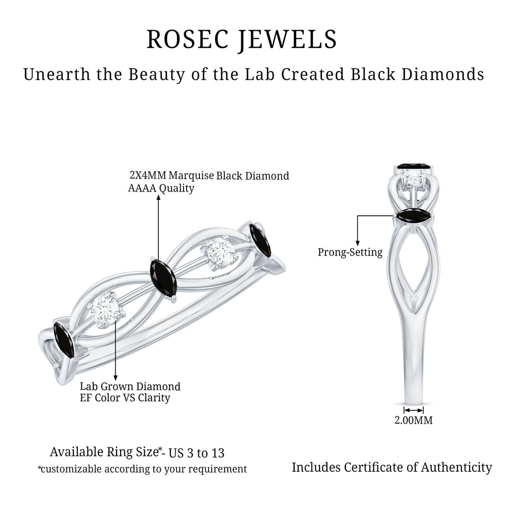 Certified Lab Grown Black Diamond Promise Ring with White Diamond