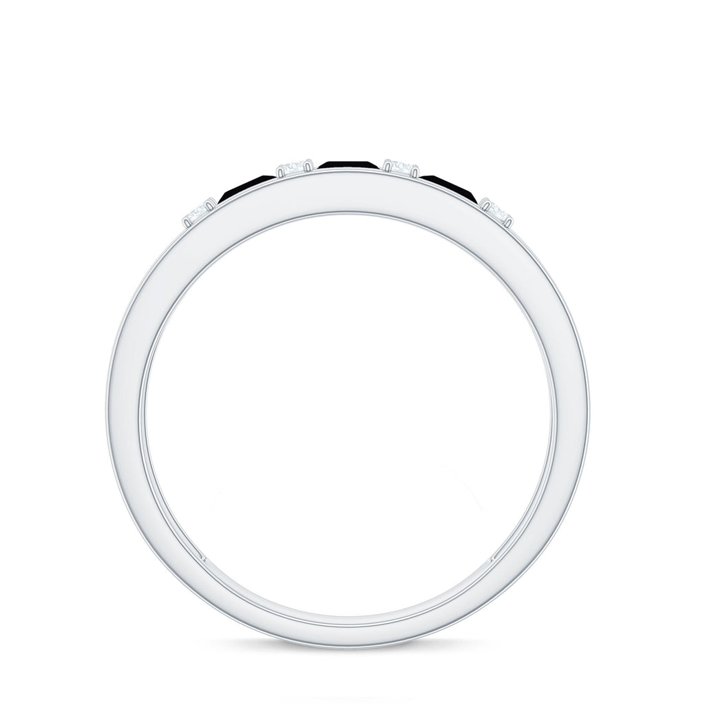 Certified Princess Cut Lab Grown Black and White Diamond Double Band Ring