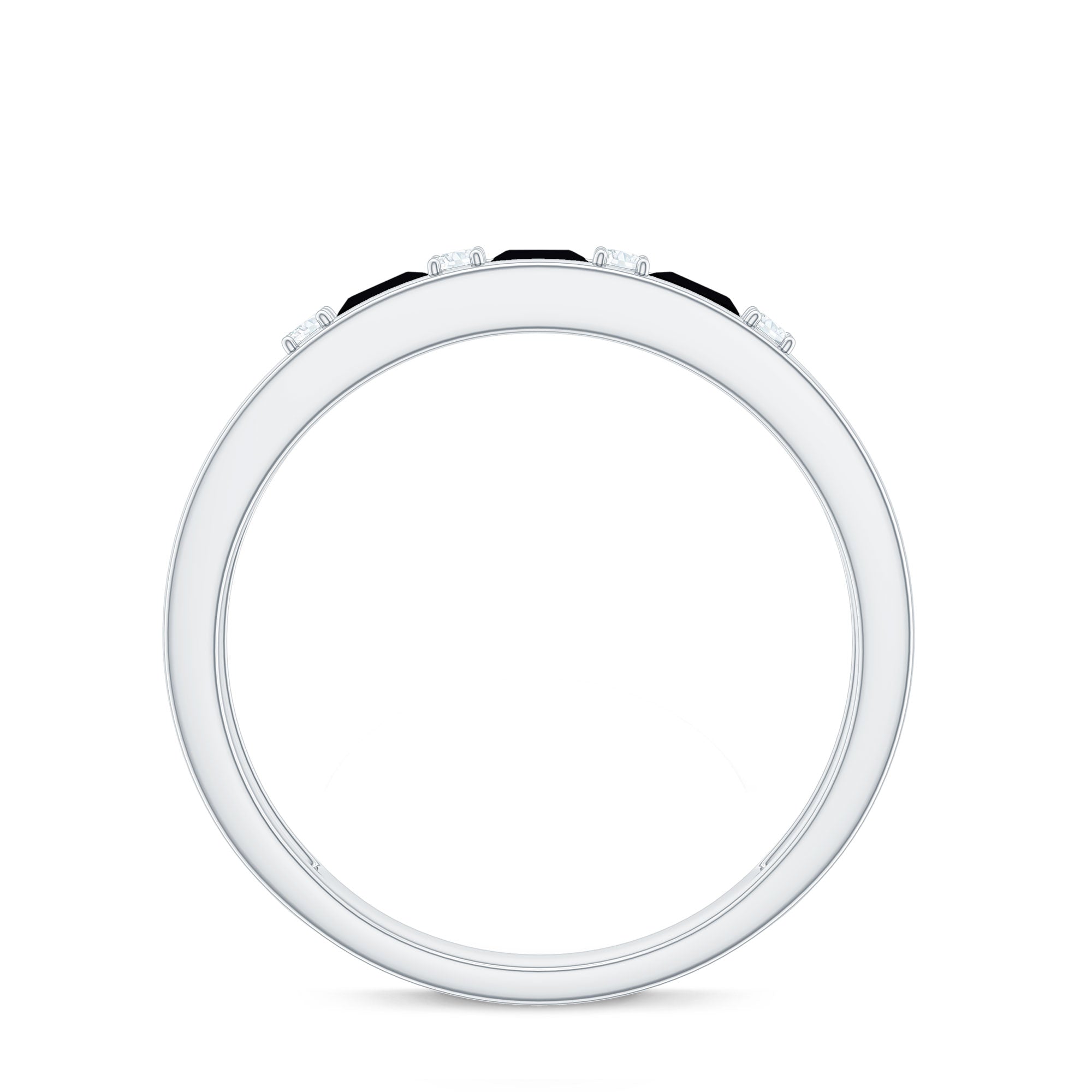 Certified Princess Cut Lab Grown Black and White Diamond Double Band Ring