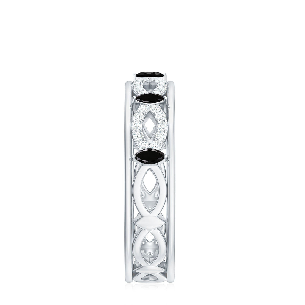 Certified Lab Grown Black and White Diamond Infinity Band Ring