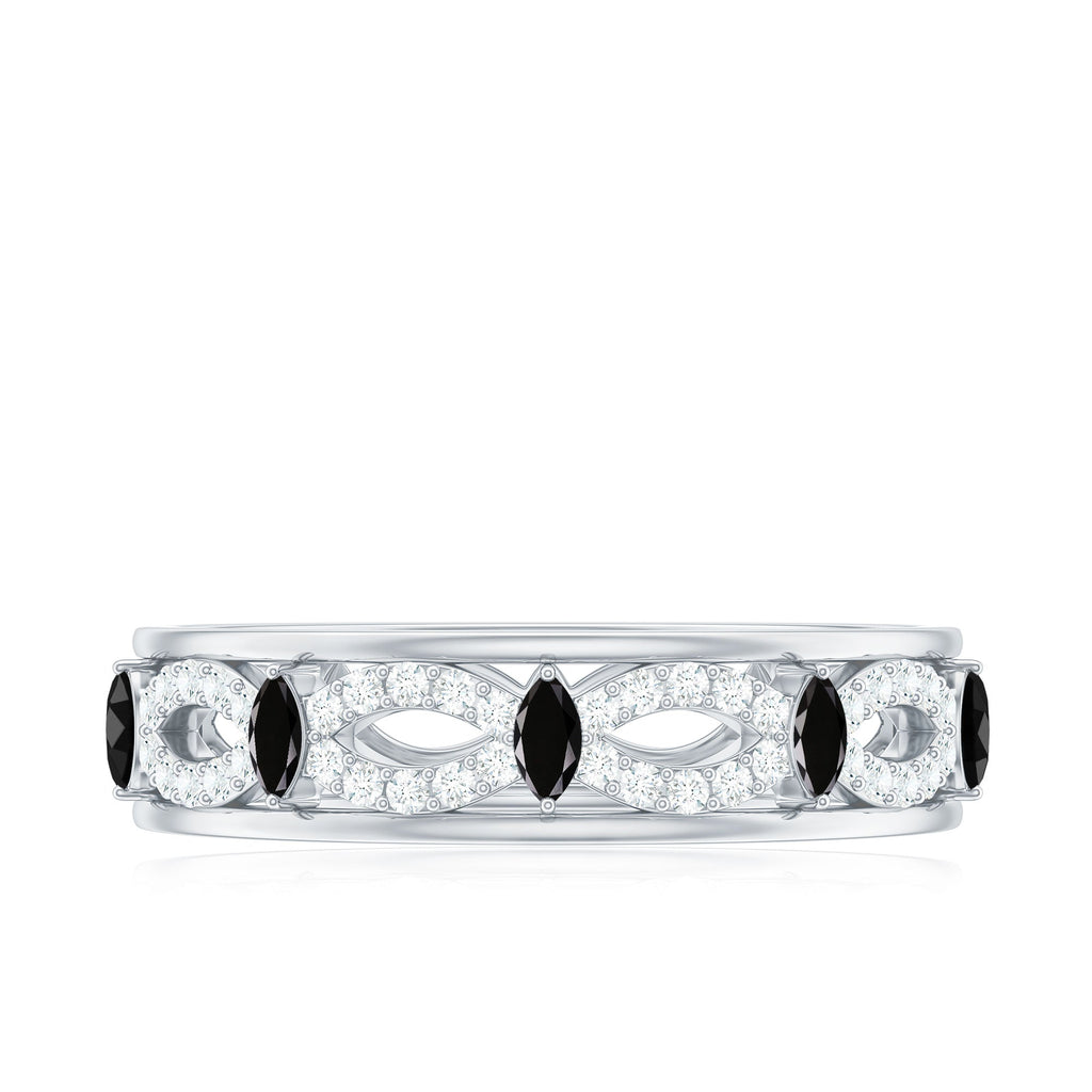 Certified Lab Grown Black and White Diamond Infinity Band Ring