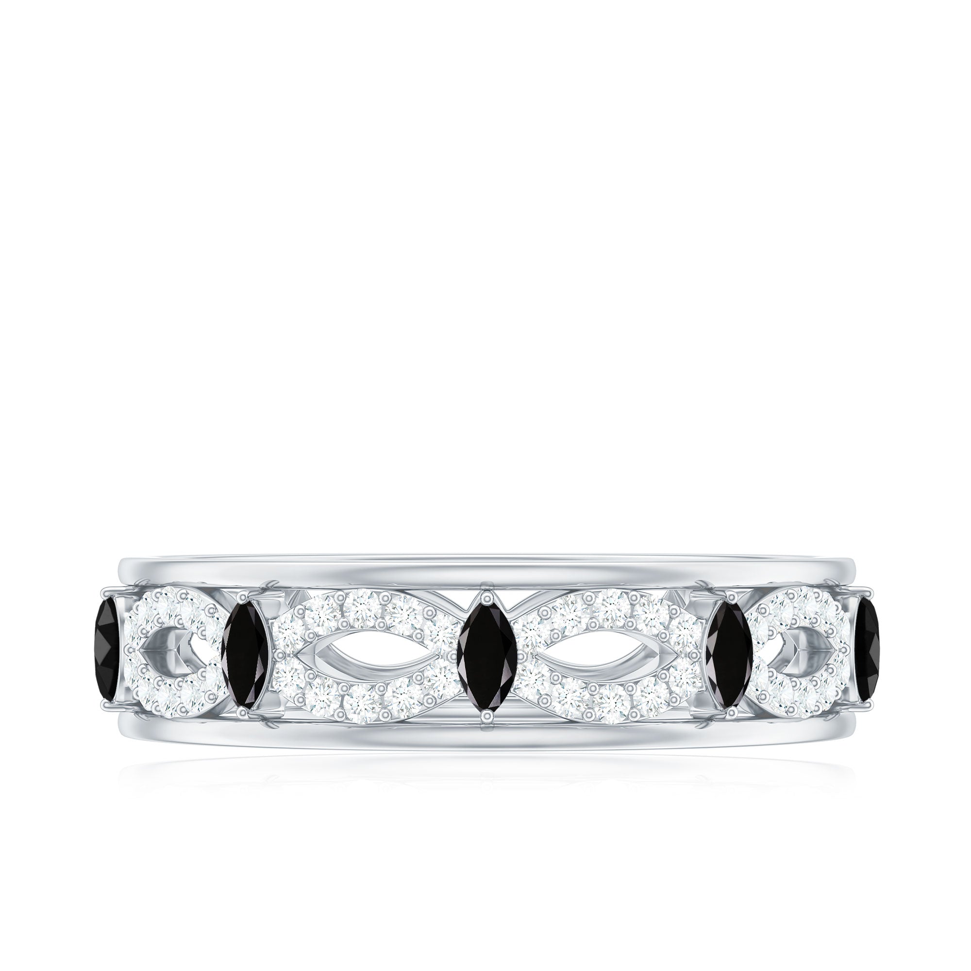 Certified Lab Grown Black and White Diamond Infinity Band Ring