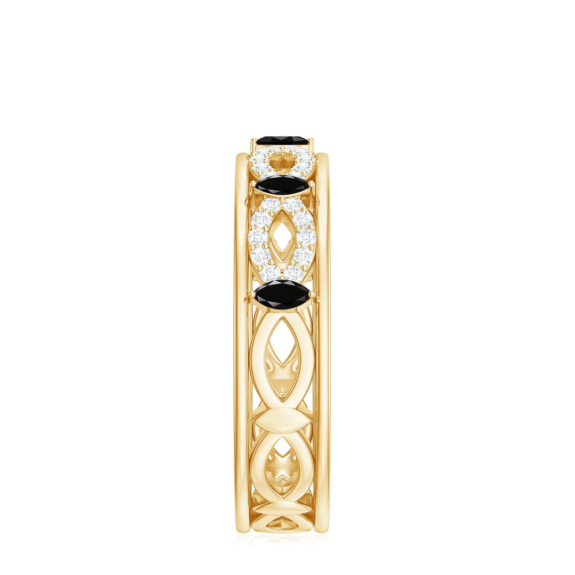 Certified Lab Grown Black and White Diamond Infinity Band Ring