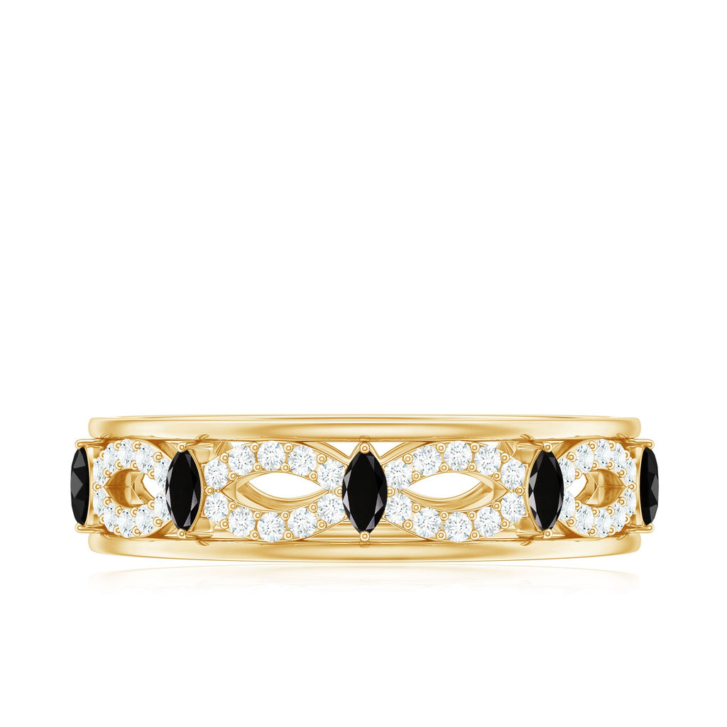 Certified Lab Grown Black and White Diamond Infinity Band Ring