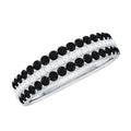 Certified Lab Grown Black and White Diamond Three Row Wedding Band