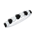 3/4 CT Created Black Diamond Heart Half Eternity Ring with Diamond