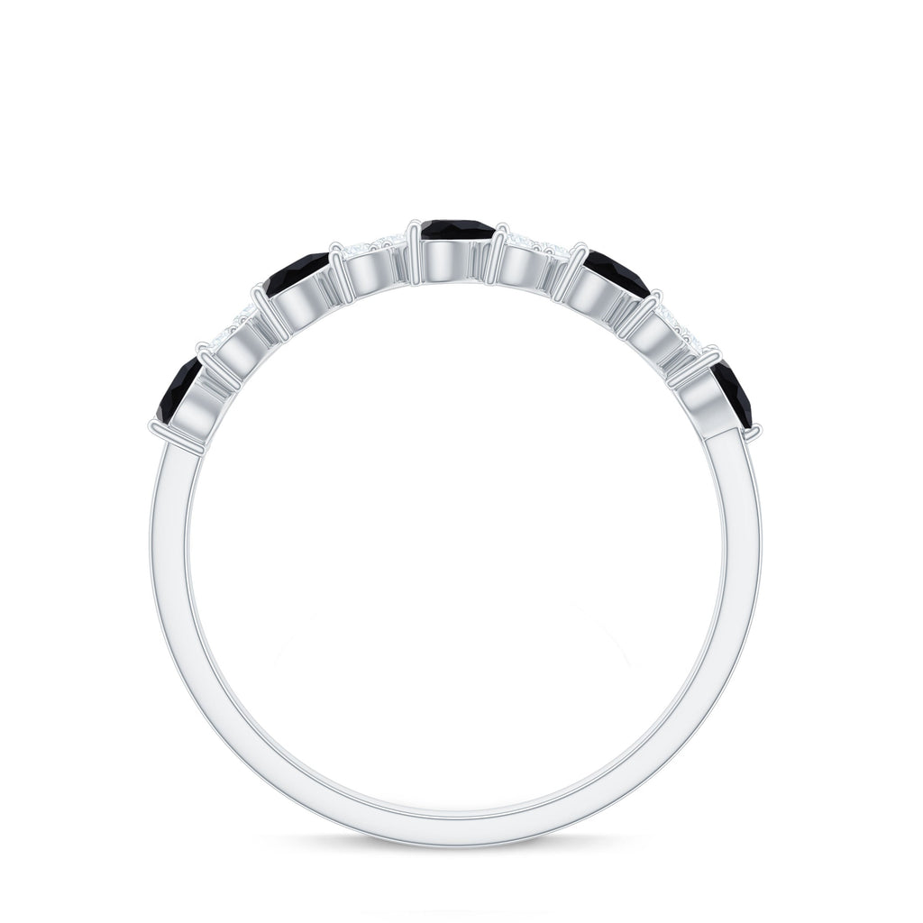 3/4 CT Created Black Diamond Heart Half Eternity Ring with Diamond