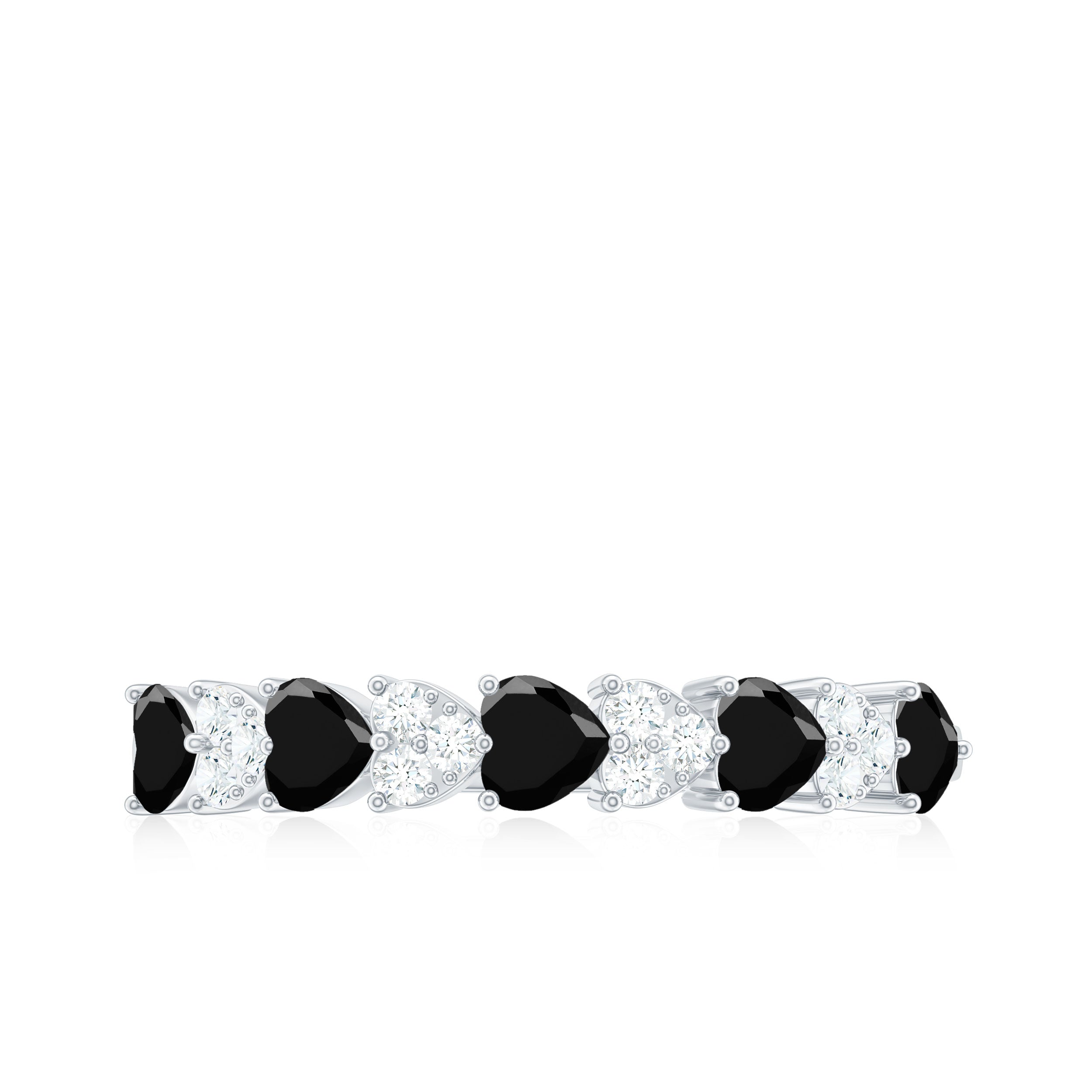 3/4 CT Created Black Diamond Heart Half Eternity Ring with Diamond