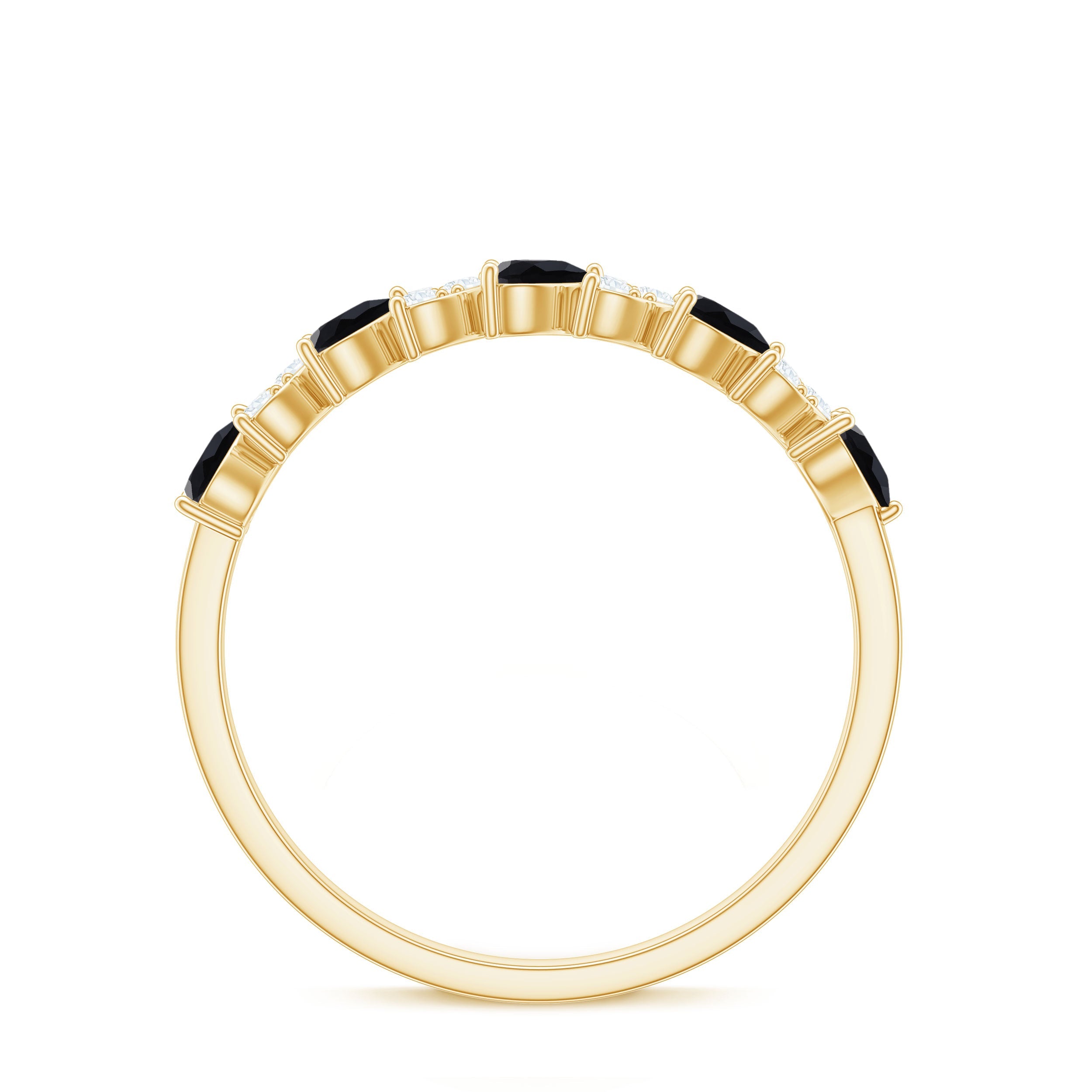 3/4 CT Created Black Diamond Heart Half Eternity Ring with Diamond