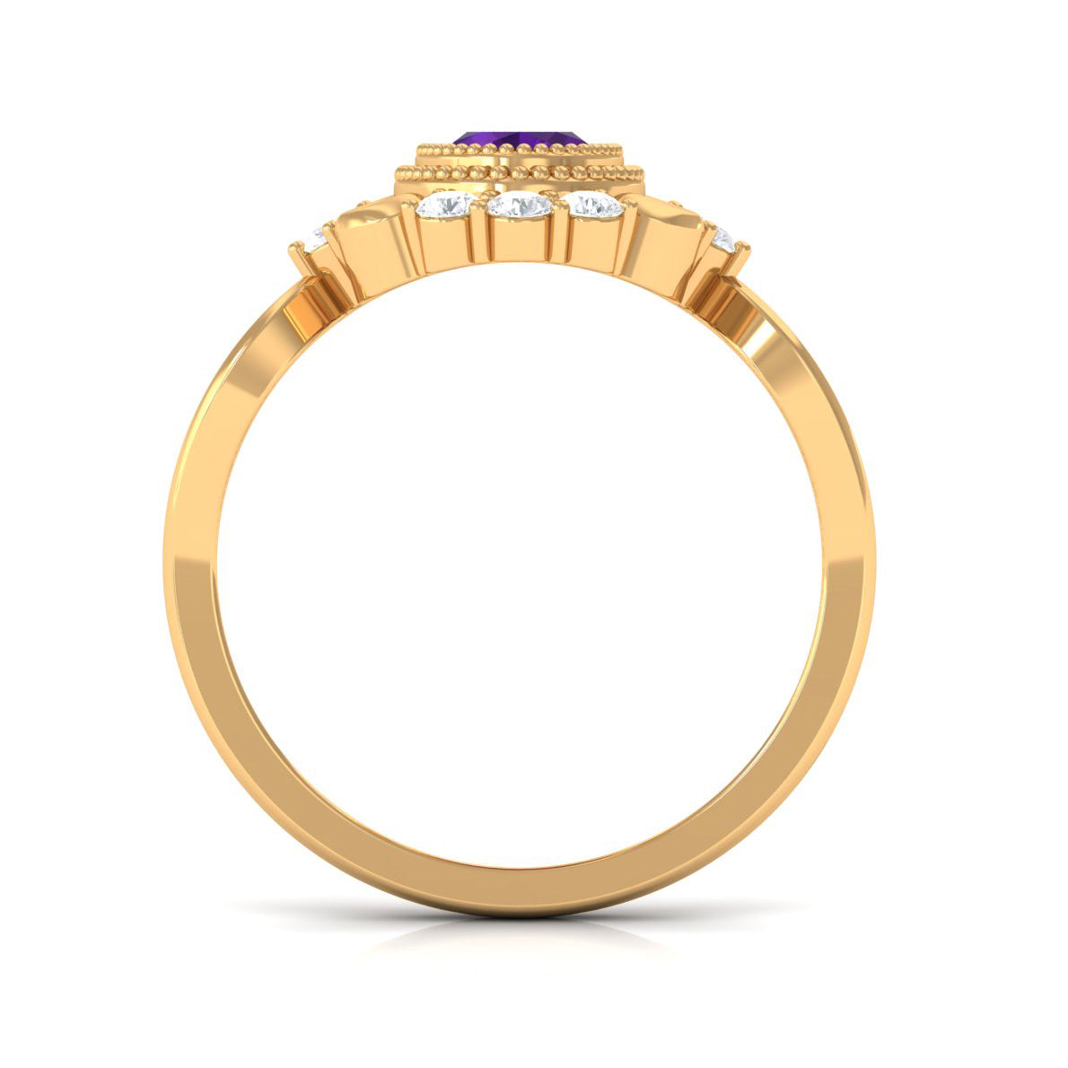 Vintage Inspired 1 Carat Amethyst Oval Engagement Ring with Diamond
