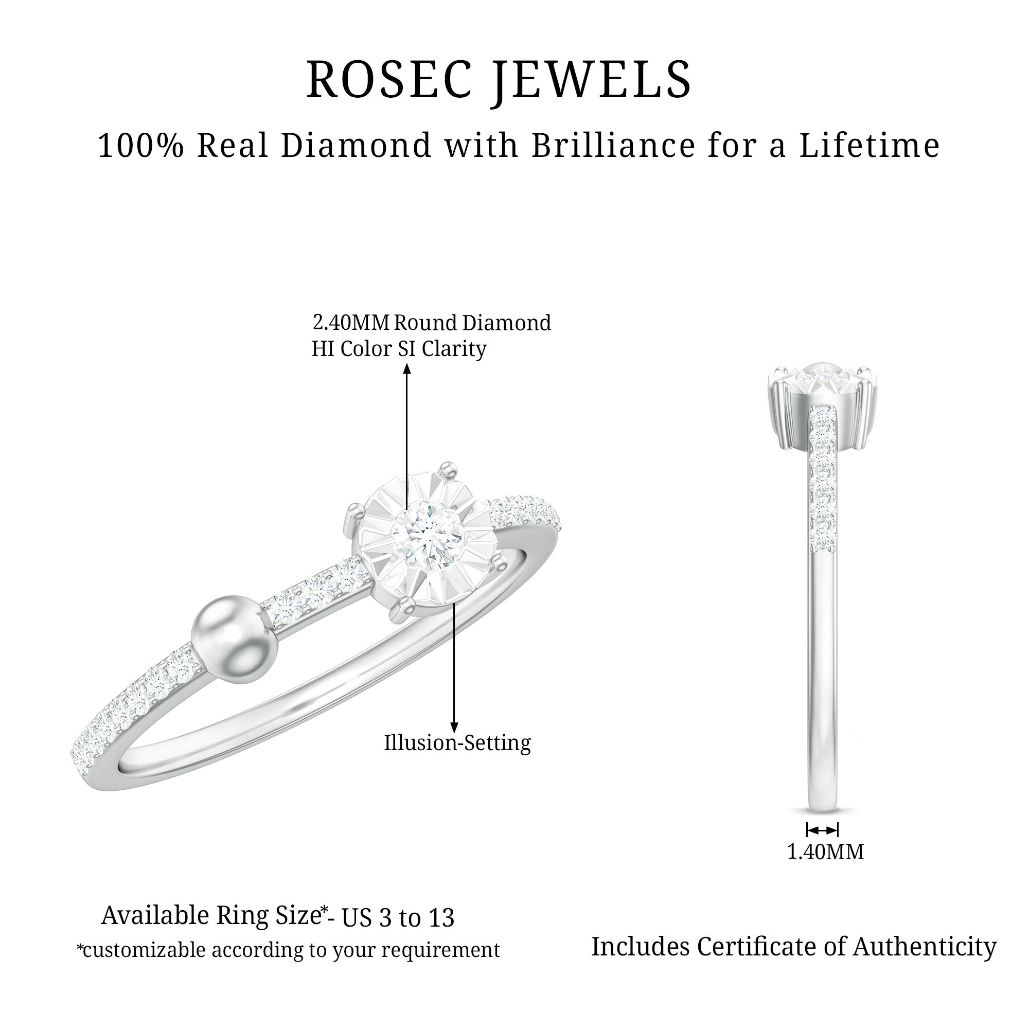 Certified Real Diamond Promise Ring for Valentines