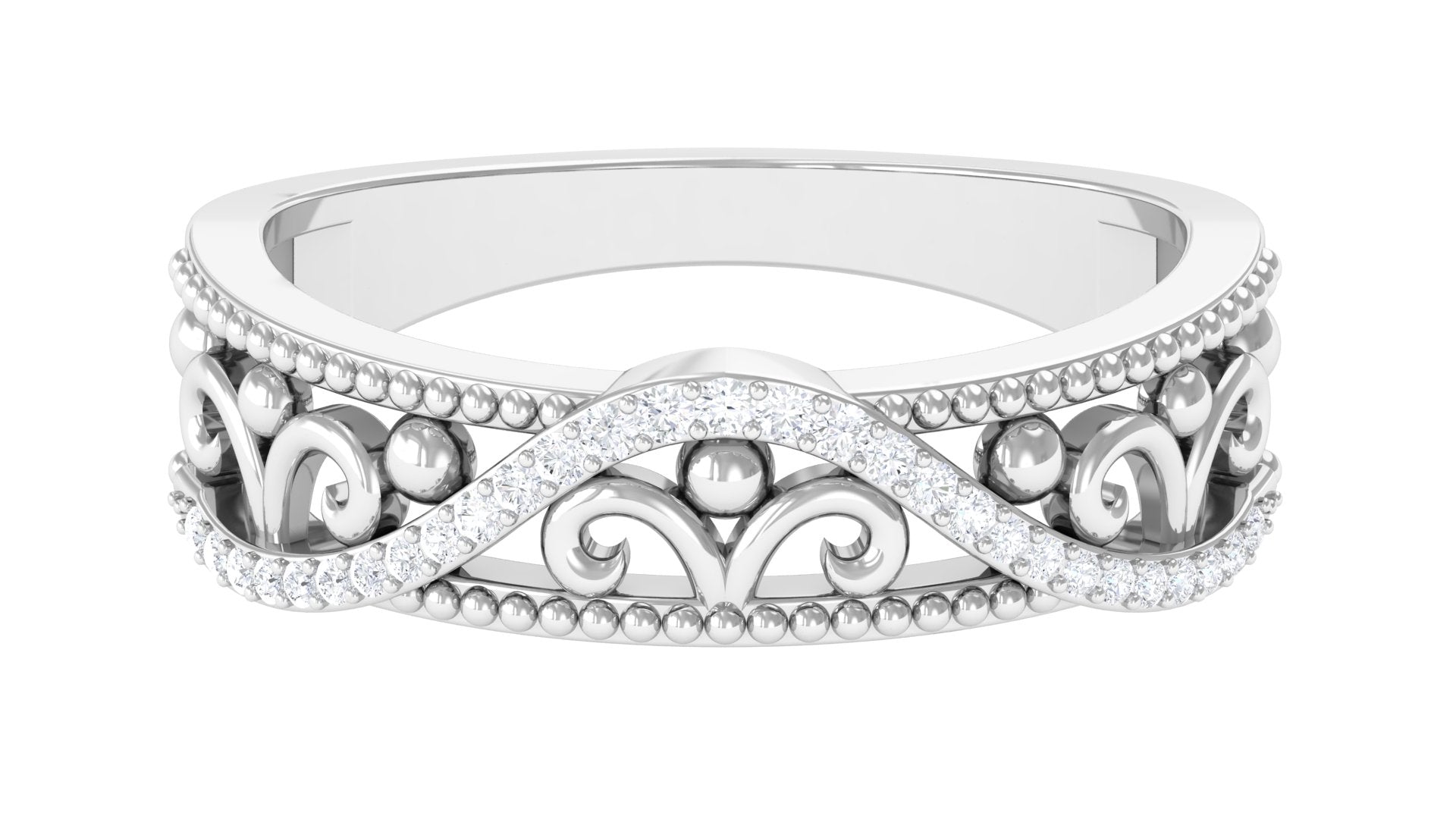 Vintage Inspired Real Diamond Wedding Band