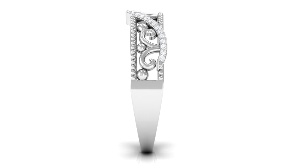 Vintage Inspired Real Diamond Wedding Band