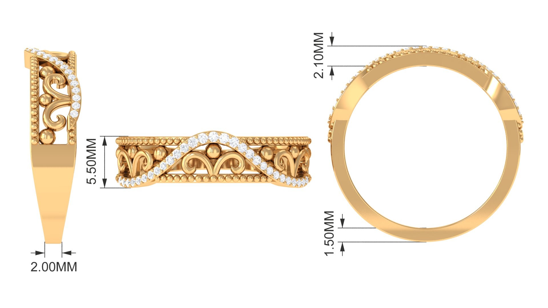 Vintage Inspired Real Diamond Wedding Band