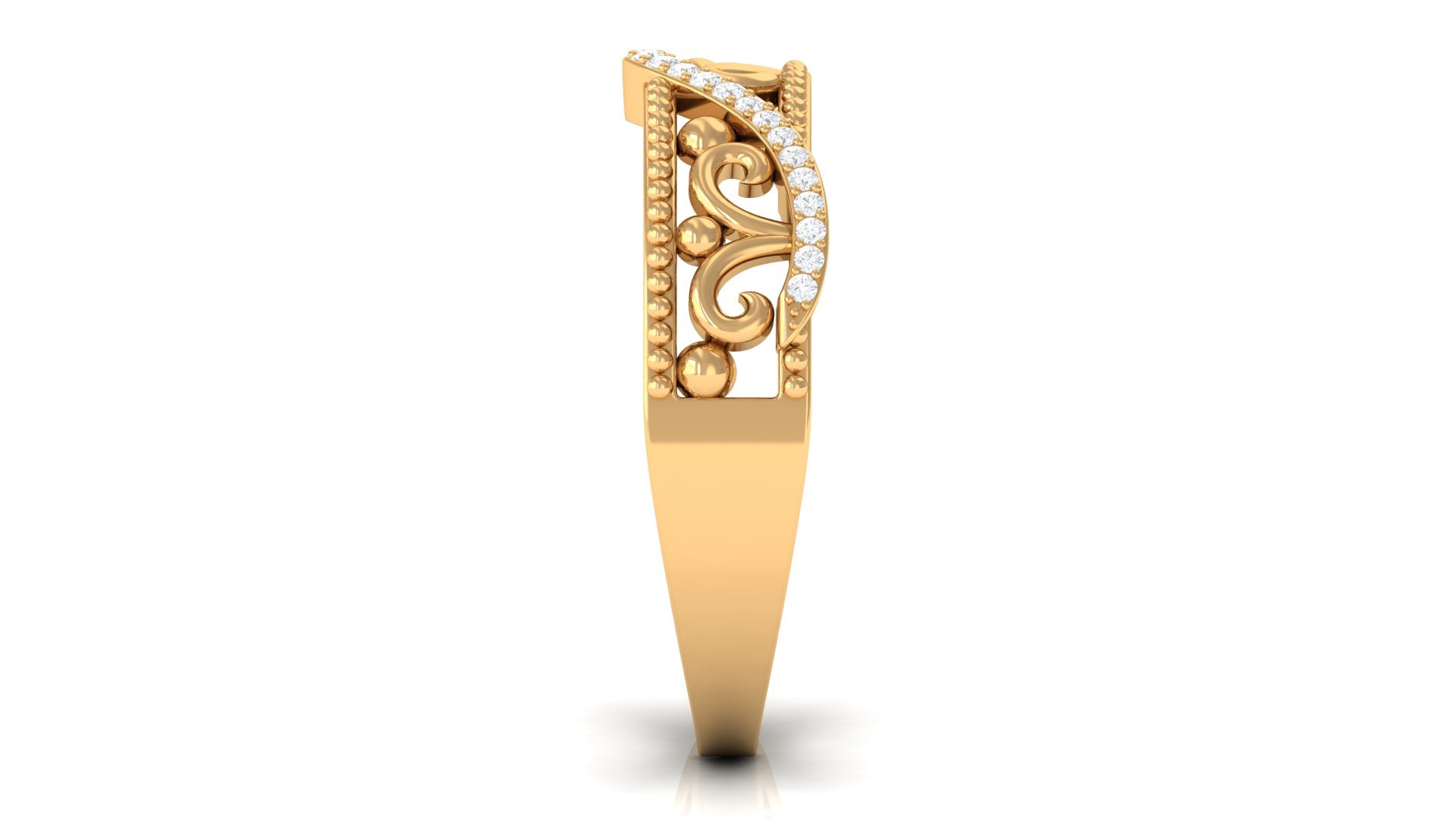 Vintage Inspired Real Diamond Wedding Band