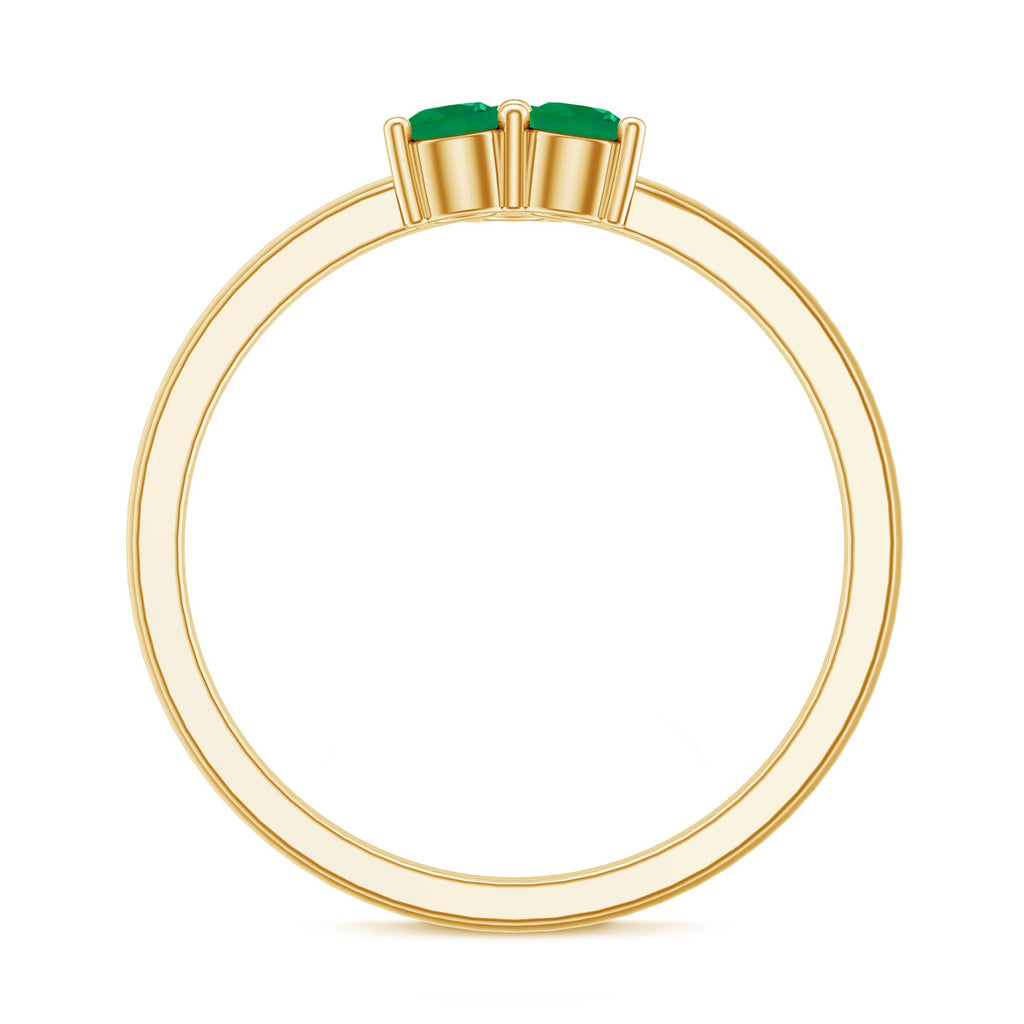 Natural Emerald 3 Stone Promise Ring with Certificate