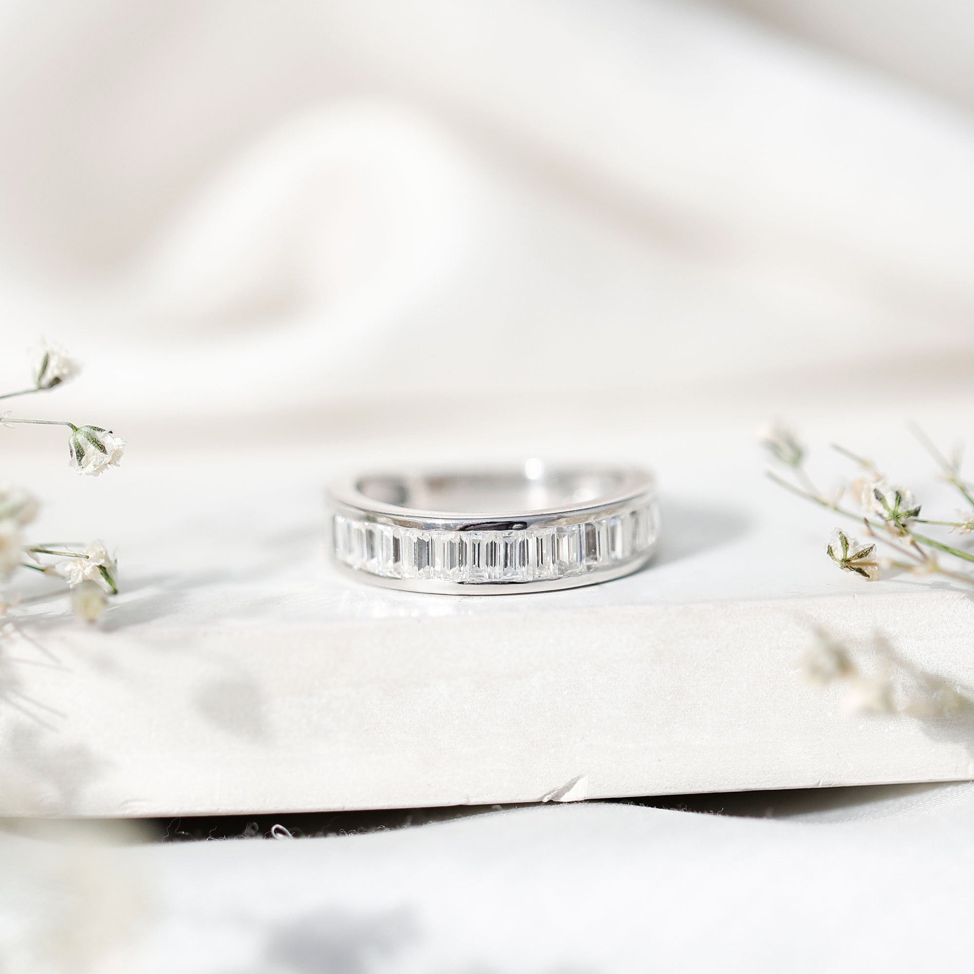 Channel Set Certified Moissanite Half Eternity Band Ring