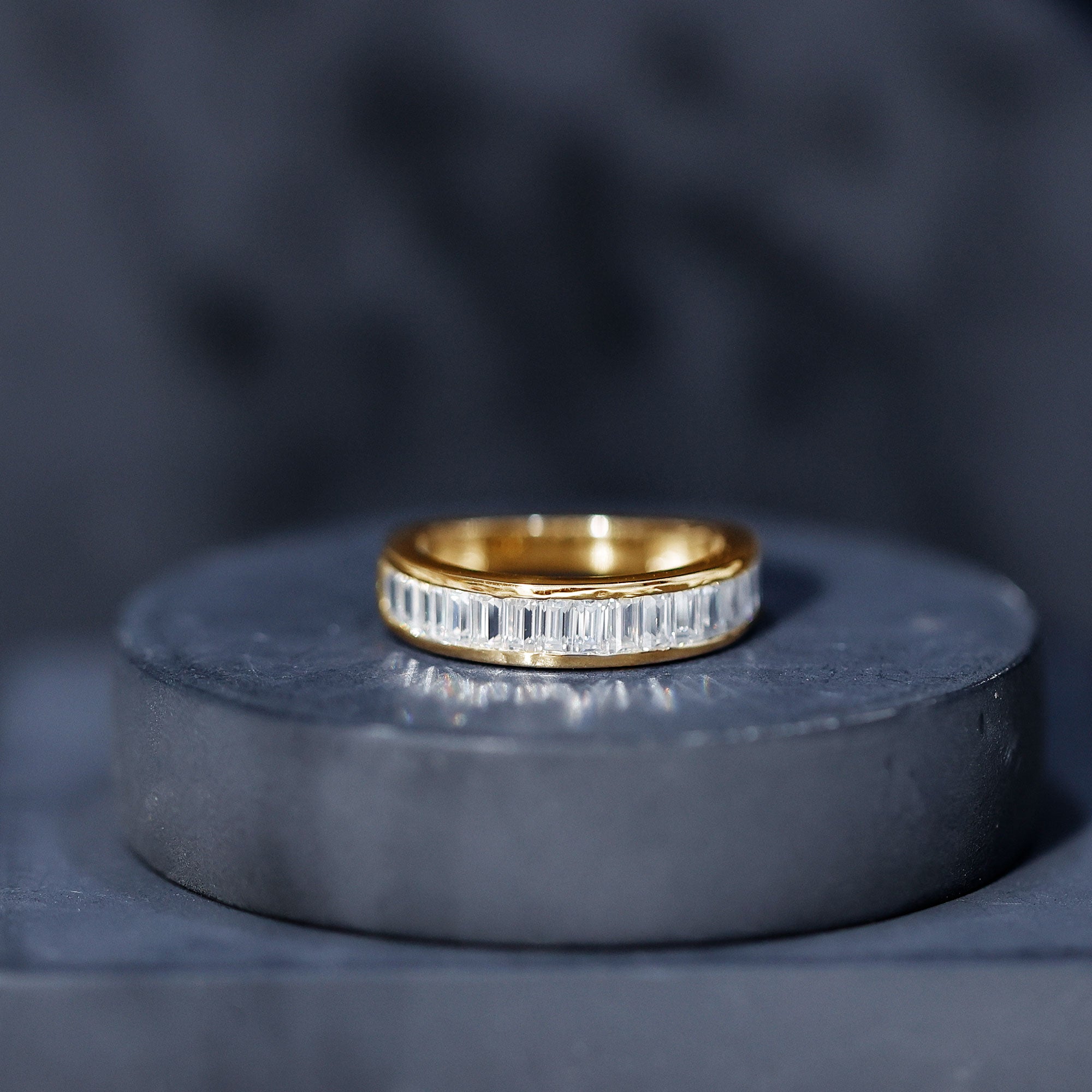 Channel Set Certified Moissanite Half Eternity Band Ring