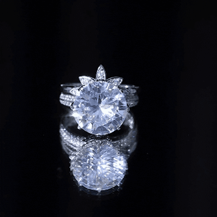 Cubic Zirconia Floral Inspired Wedding Ring Set For Women