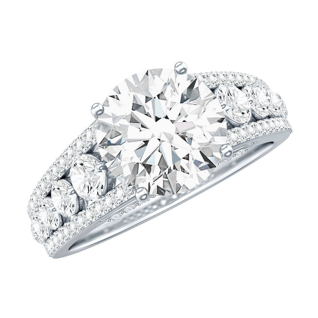 Round Cubic Zirconia Engagement Ring with Side Stones