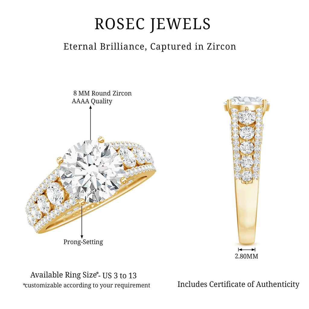 Round Cubic Zirconia Engagement Ring with Side Stones
