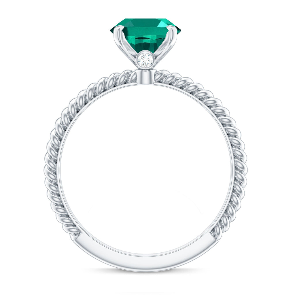 Certified 8X10 mm Oval Lab Grown Emerald Ring for Engagement