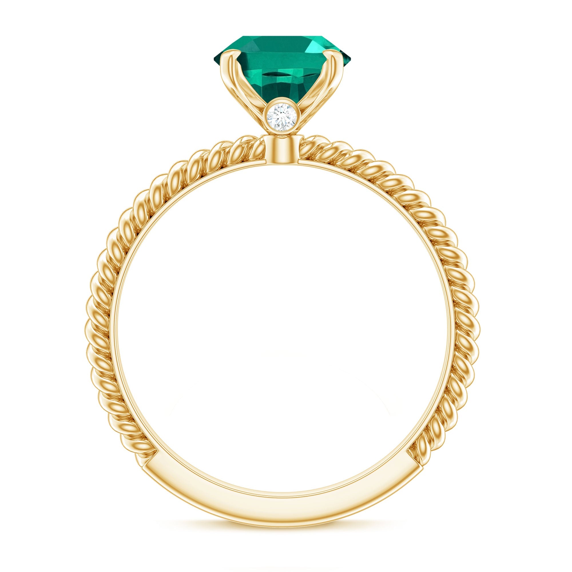 Certified 8X10 mm Oval Lab Grown Emerald Ring for Engagement