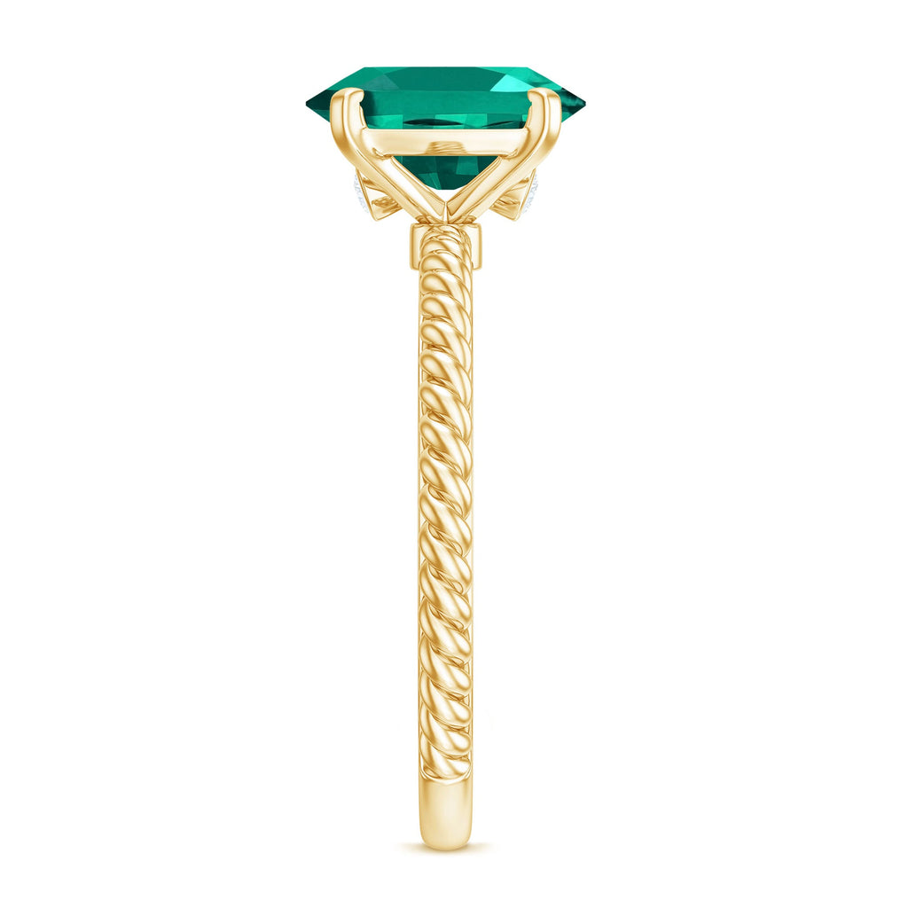 Certified 8X10 mm Oval Lab Grown Emerald Ring for Engagement