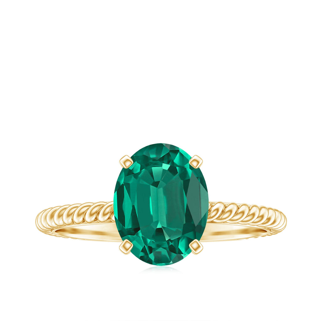 Certified 8X10 mm Oval Lab Grown Emerald Ring for Engagement