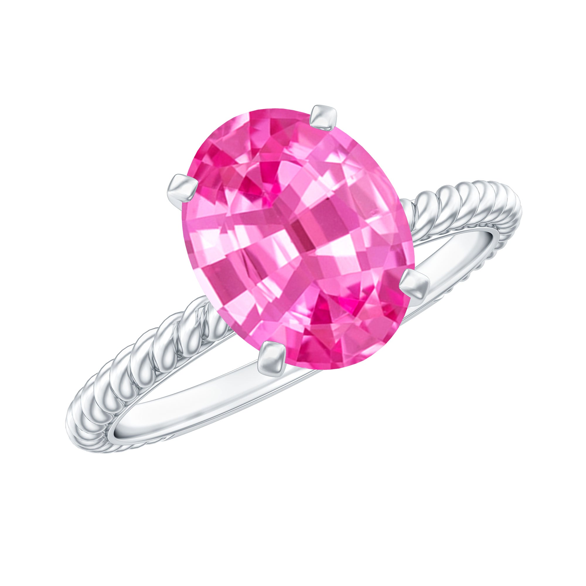 4 CT Lab Created Pink Sapphire Oval Engagement Ring